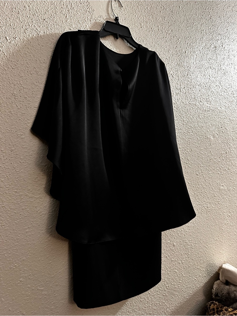Vince Camuto Black Asymmetrical Cape Dress